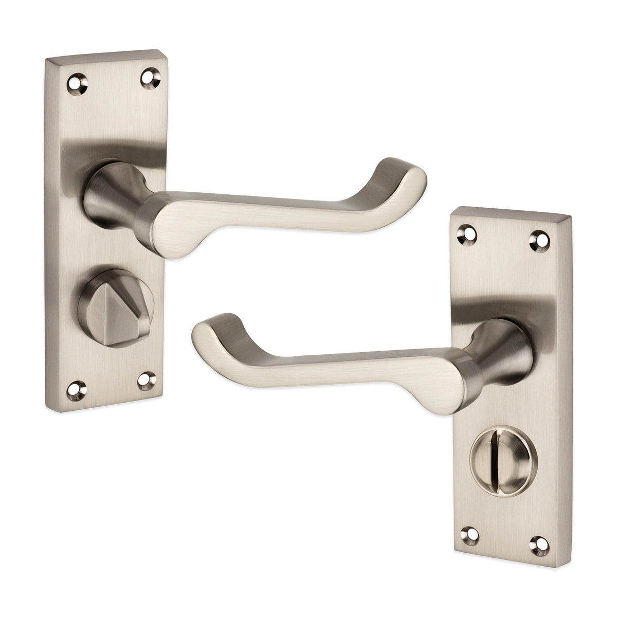 Victorian Scroll Privacy Lever Handle 115mm Satin Nickel
