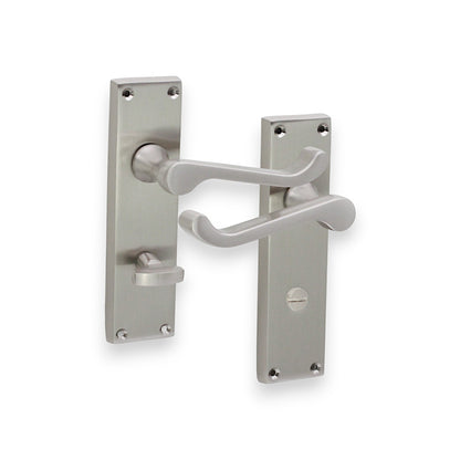 Victorian Scroll Bathroom Lever Handle 150mm Satin Nickel