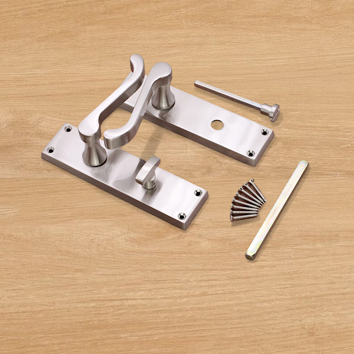 Victorian Scroll Bathroom Lever Handle 150mm Satin Nickel