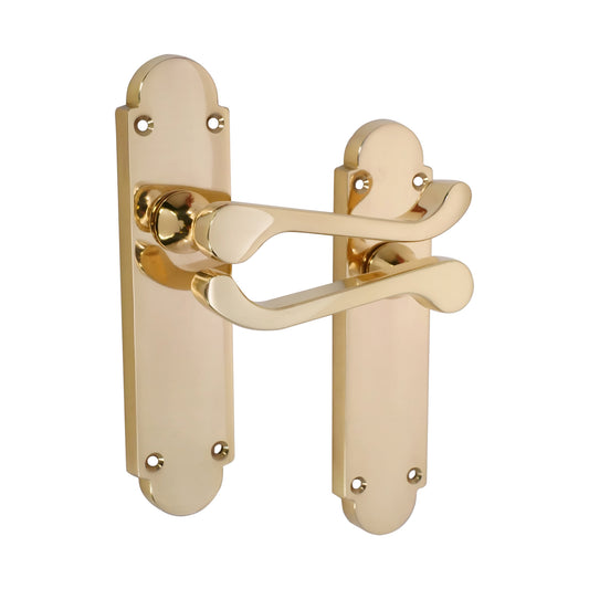 Oakley Lever on Backplate Latch Polished Brass