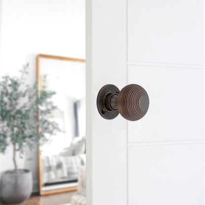 Beehive 50mm Rim/Mortice Door Knob Aged Bronze