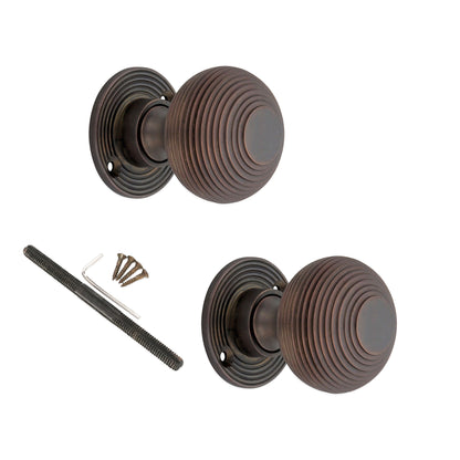 Beehive 50mm Rim/Mortice Door Knob Aged Bronze