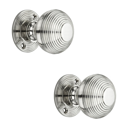 Beehive 50mm Rim/Mortice Door Knob Polished Nickel