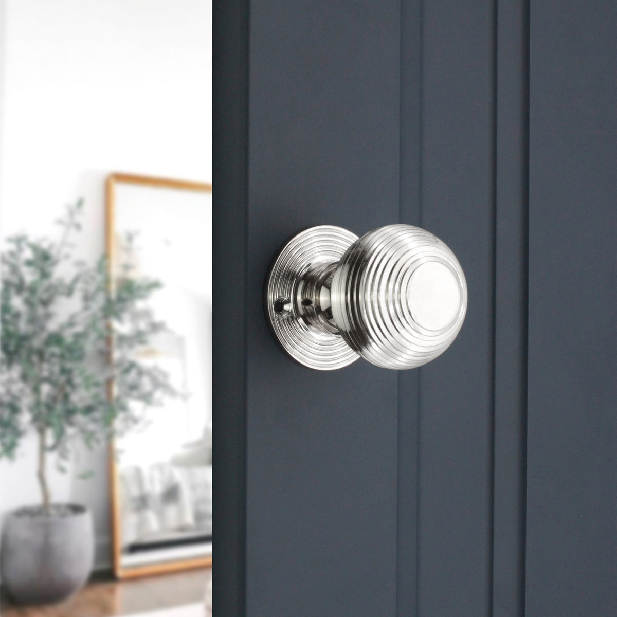Beehive 50mm Rim/Mortice Door Knob Polished Nickel
