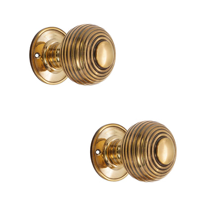 Beehive Large 60mm Mortice Door Knob Aged Brass
