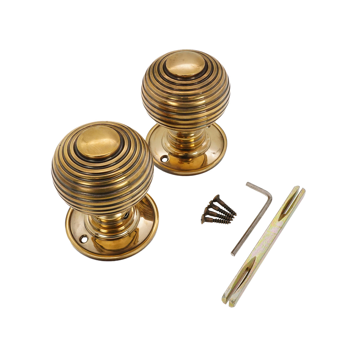 Beehive Large 60mm Mortice Door Knob Aged Brass