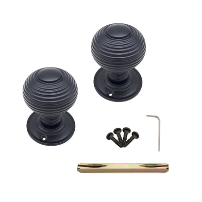 Beehive Large 60mm Mortice Door Knob Matt Black