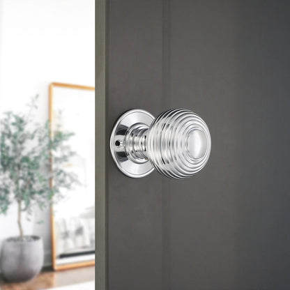 Beehive Large 60mm Mortice Door Knob Polished Chrome