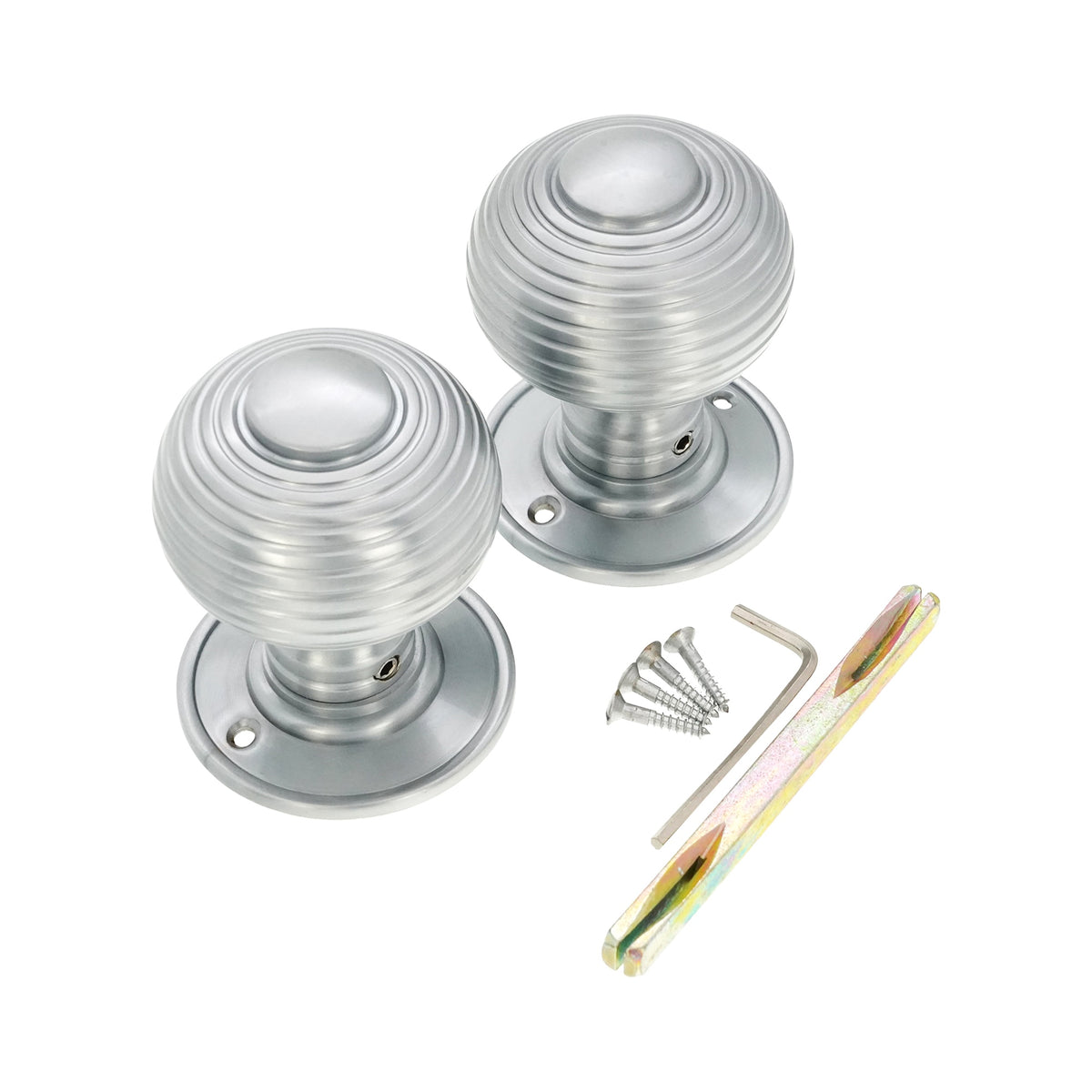 Beehive Large 60mm Mortice Door Knob Satin Chrome