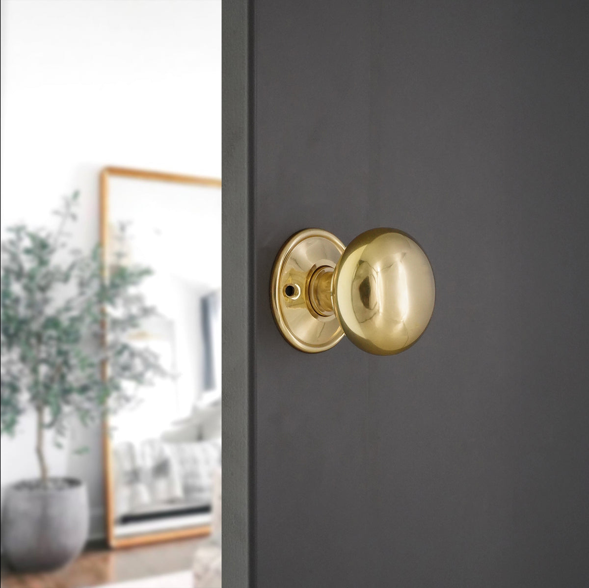 Cottage Large 50mm Rim/Mortice Door Knob Polished Brass