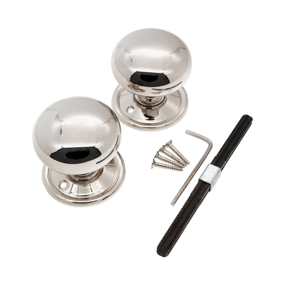 Cottage Large 50mm Rim/Mortice Door Knob Polished Nickel