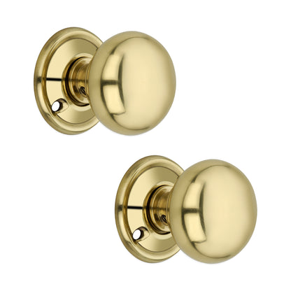 Cottage Small 40mm Rim/Mortice Door Knob Polished Brass