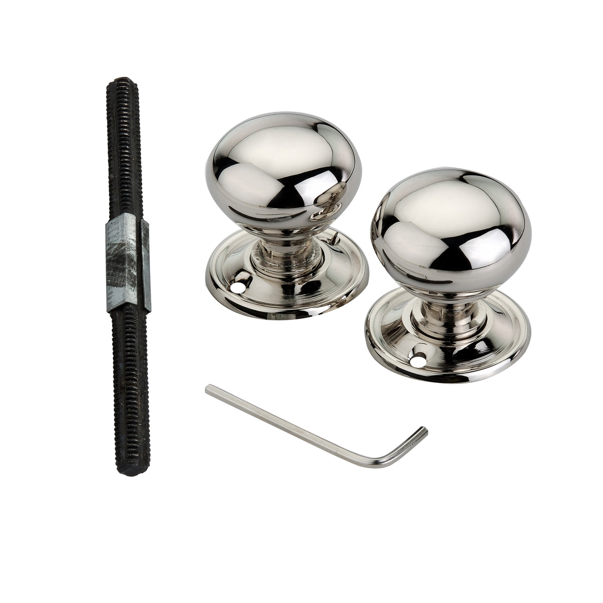 Cottage Small 40mm Rim/Mortice Door Knob Polished Nickel