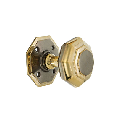 Octagonal Mortice Door Knob Aged Brass
