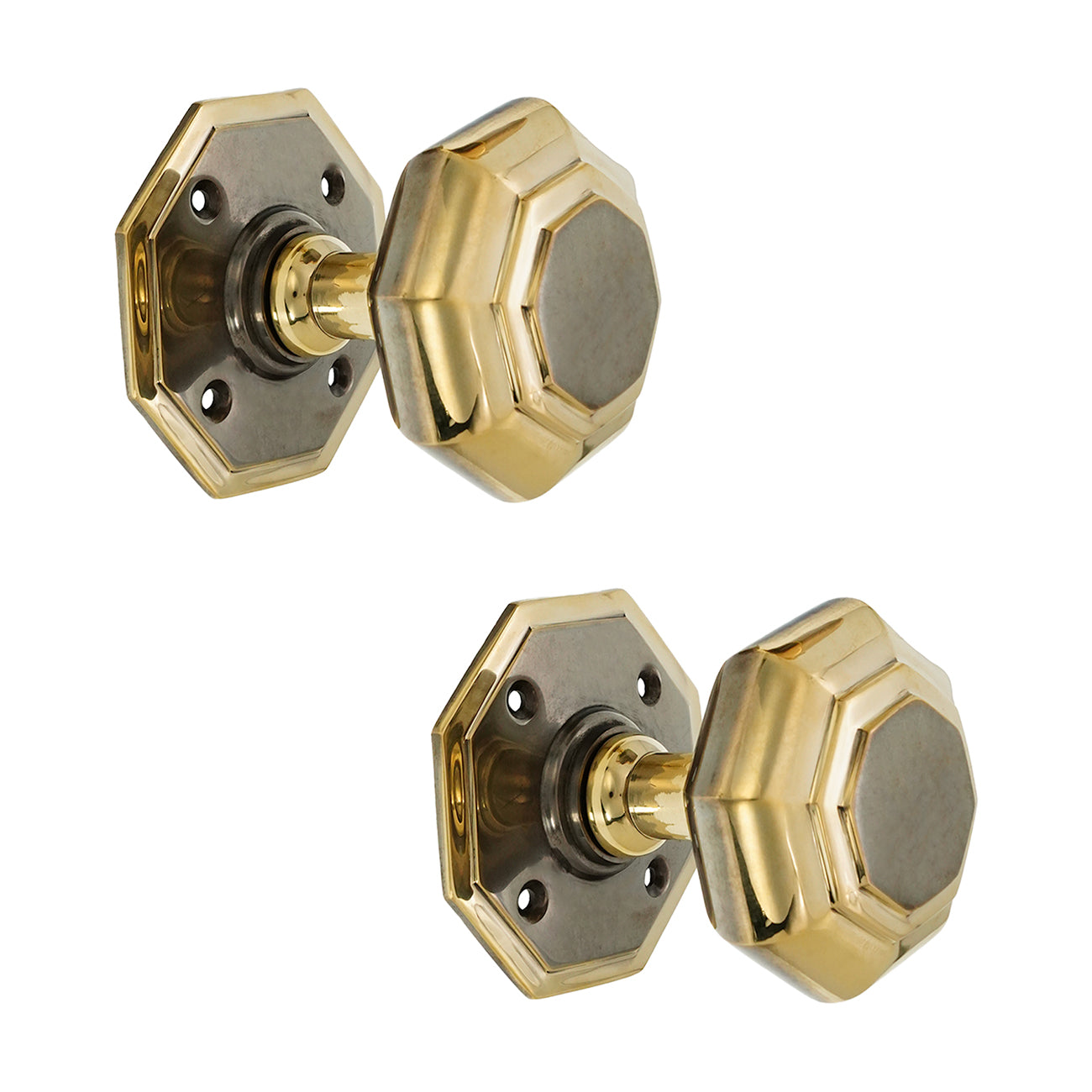 Octagonal Mortice Door Knob Aged Brass