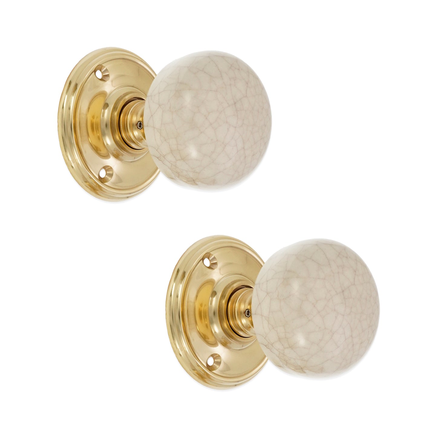 Crackled Porcelain Mortice Door Knob Polished Brass