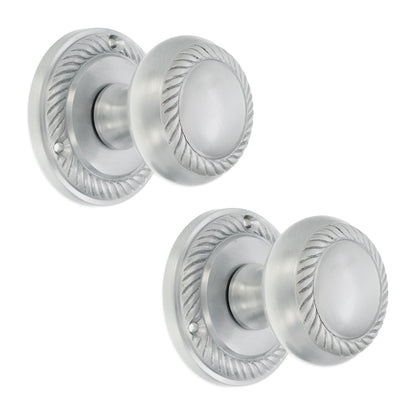 Georgian Mortice Door Knob Satin Chrome