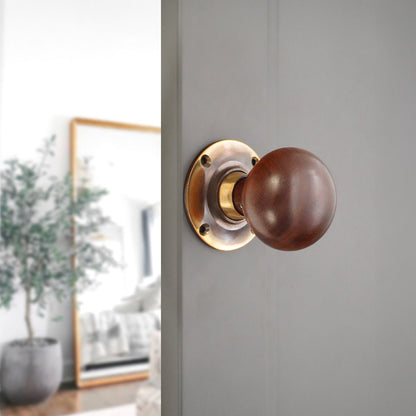 Rosewood Bun Rim/Mortice Door Knob Aged Brass