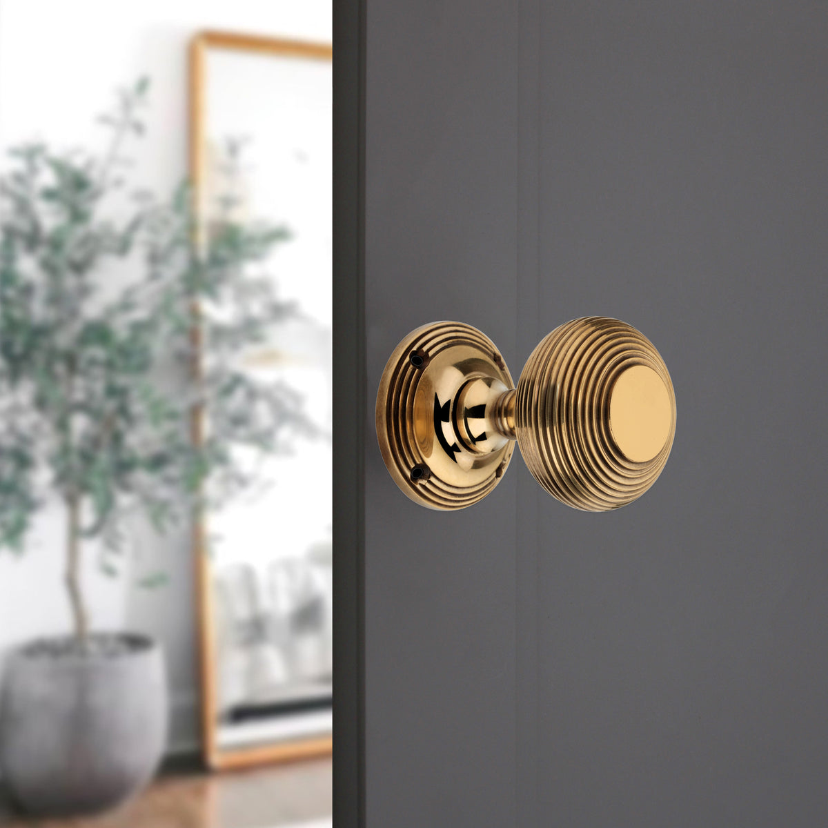Beehive Door Knob 55mm Aged Brass