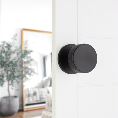 Connaught Knurled Door Knob Matt Black