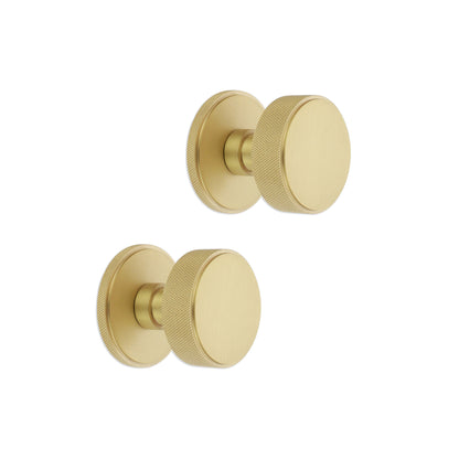 Connaught Knurled Door Knob Satin Brass