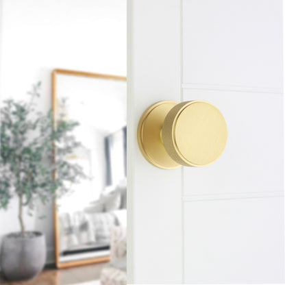 Connaught Knurled Door Knob Satin Brass
