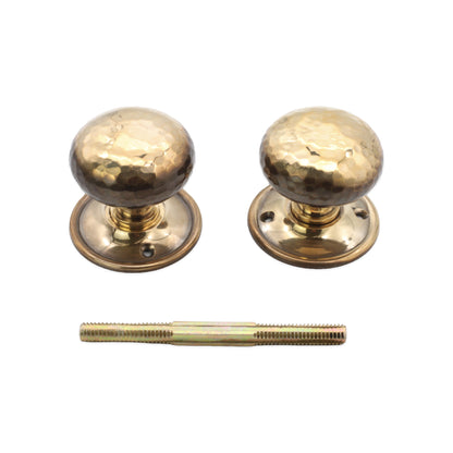 Hammered Cottage Large Mortice/Rim Door Knob Aged Brass
