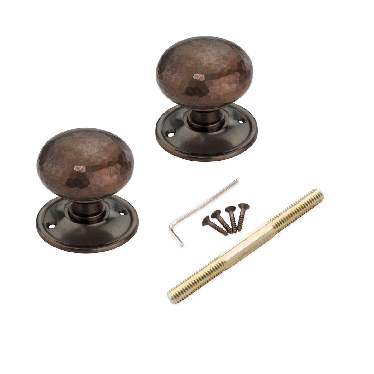 Hammered Cottage Large Mortice/Rim Door Knob Antique
