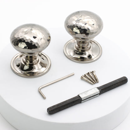 Hammered Mushroom Mortice/Rim Door Knob Polished Nickel