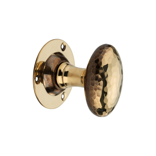 Hammered Oval Mortice Door Knob Aged Brass