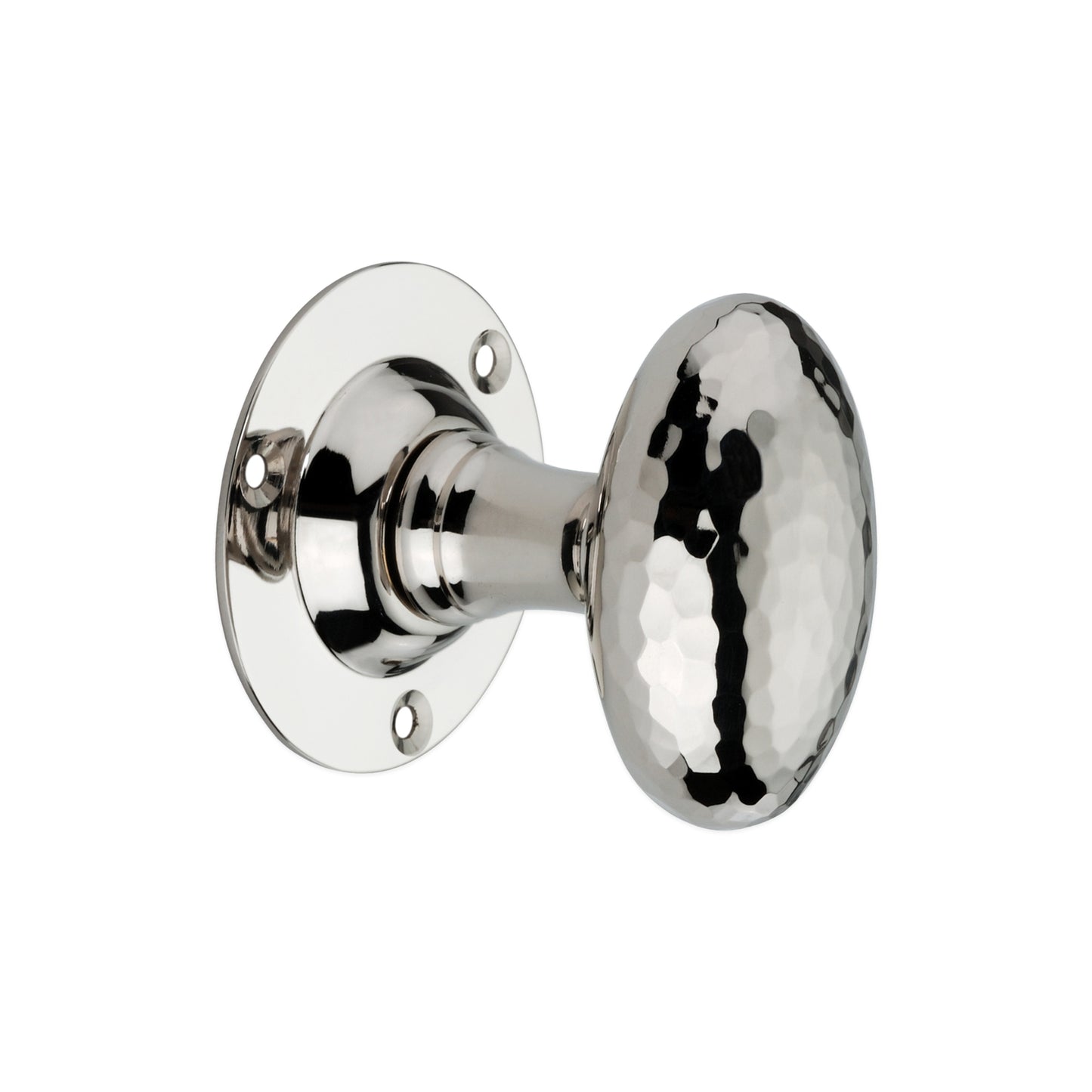Hammered Oval Mortice Door Knob Polished Nickel