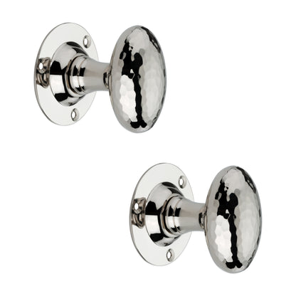 Hammered Oval Mortice Door Knob Polished Nickel