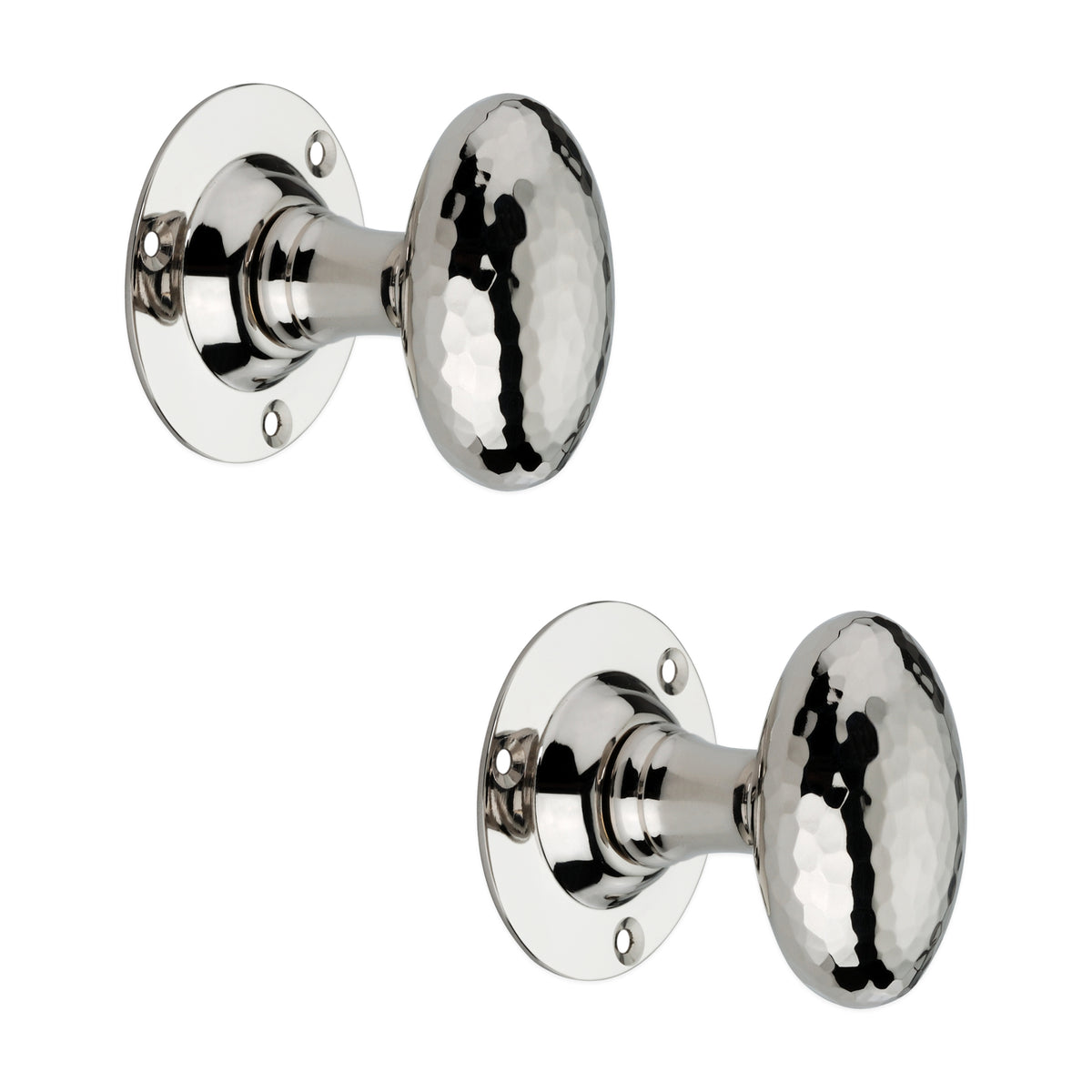 Hammered Oval Mortice Door Knob Polished Nickel