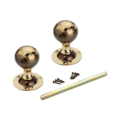 Hammered Ball Mortice Door Knob Aged Brass