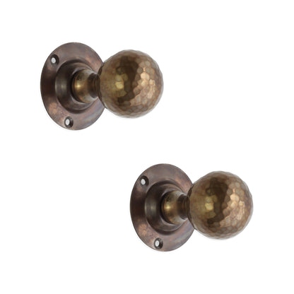 Hammered Ball Mortice Door Knob Antique