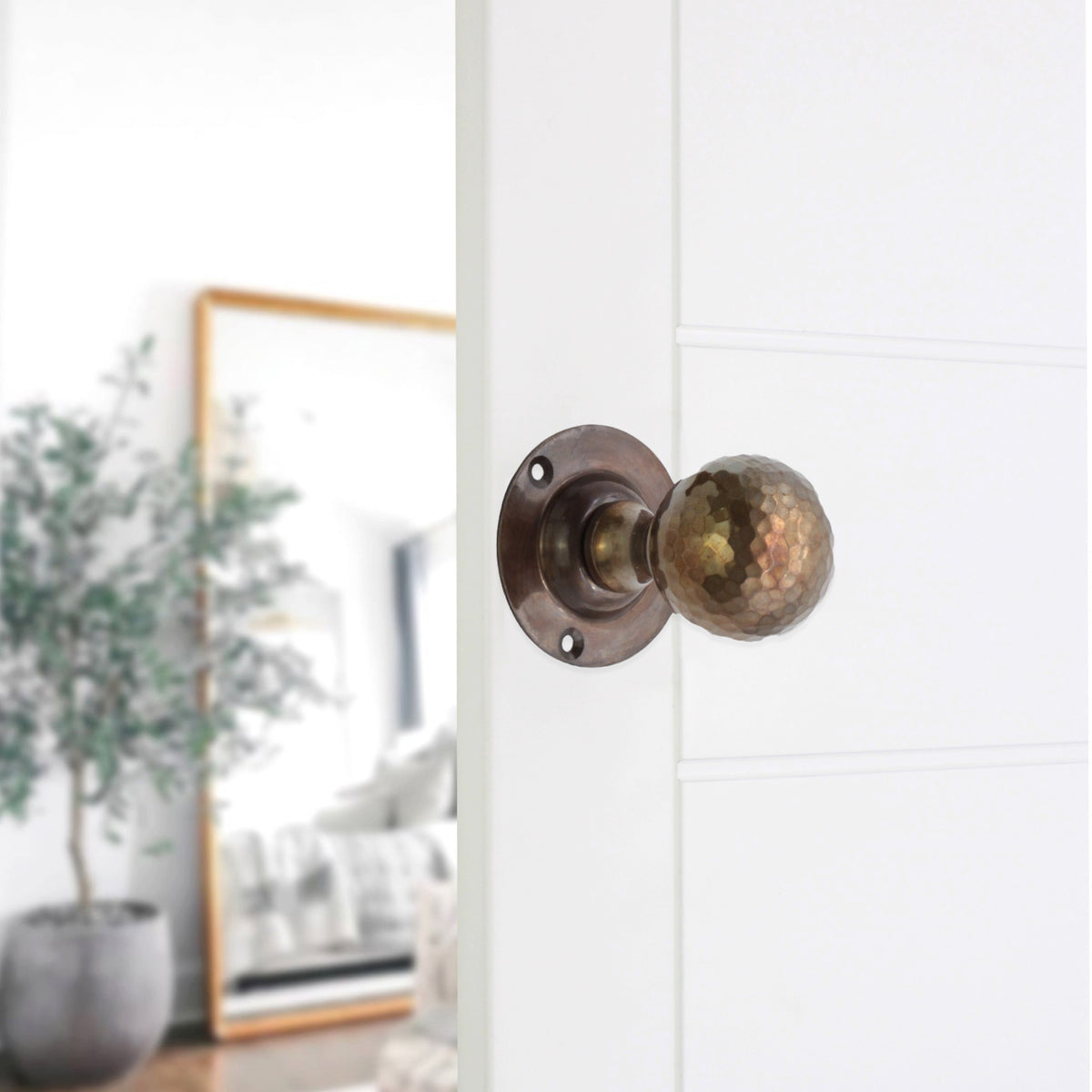 Hammered Ball Mortice Door Knob Antique