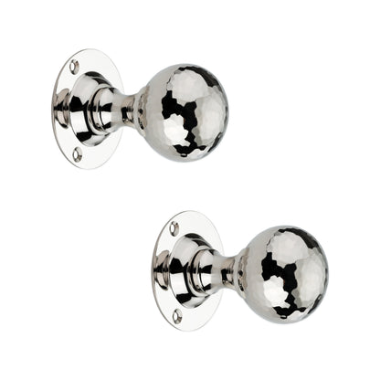 Hammered Ball Mortice Door Knob Polished Nickel