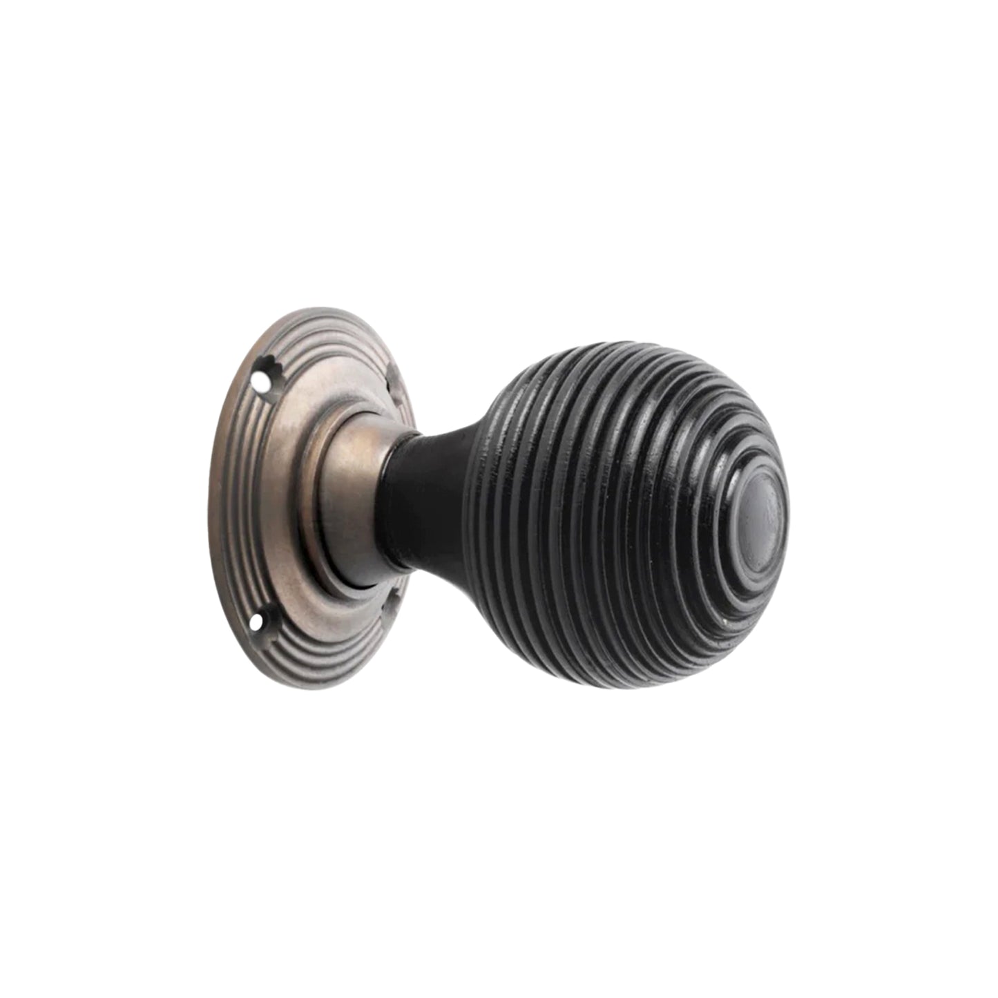 Ebonised Beehive Rim/Mortice Door Knob Matt Antique