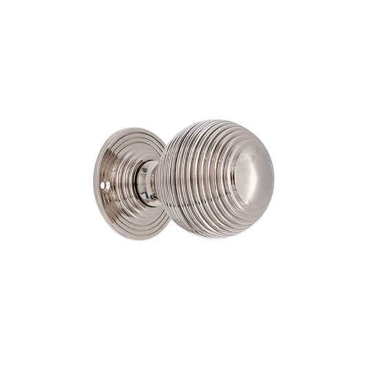 Reeded 60mm Rim/Mortice Door Knob Polished Nickel