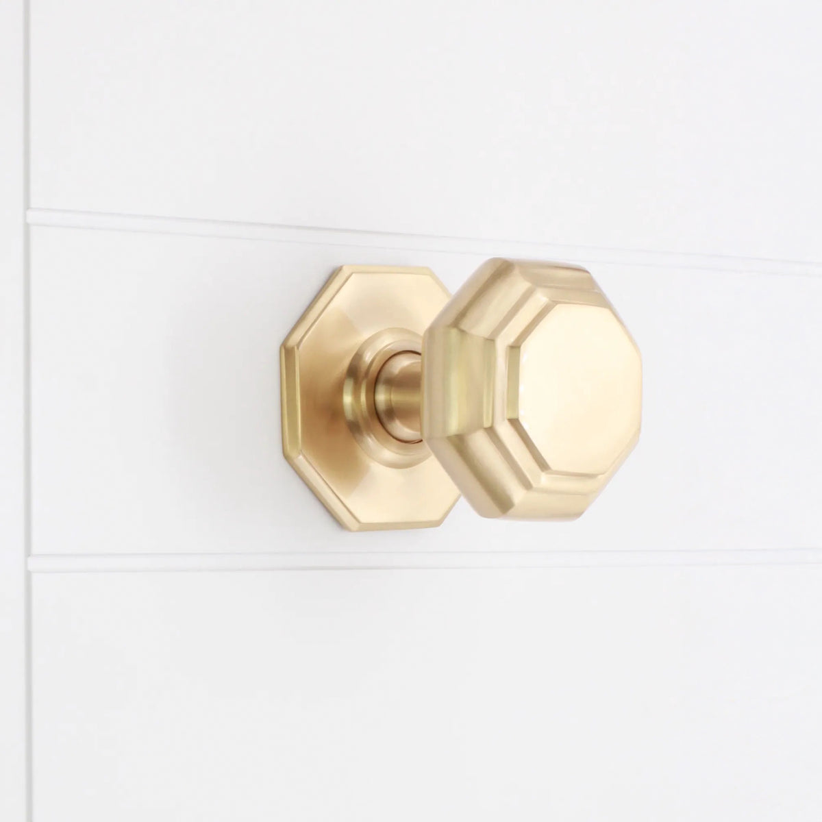 Octagonal Centre Door Knob Satin Brass