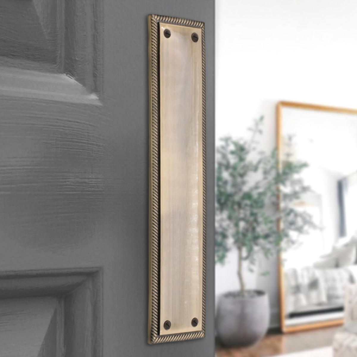Georgian Finger Plate 300mm Antique Brass