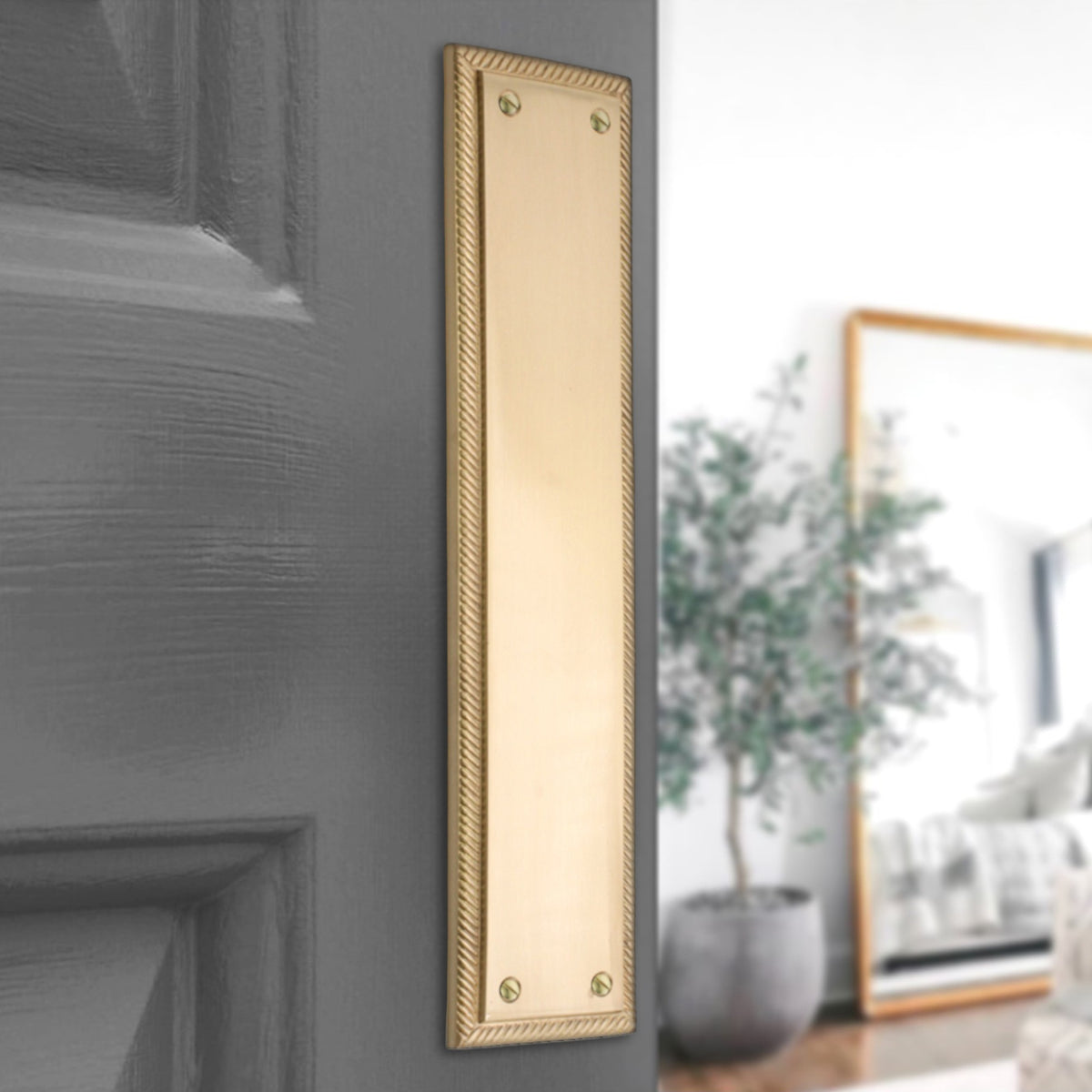 Georgian Finger Plate 300mm  Satin Brass