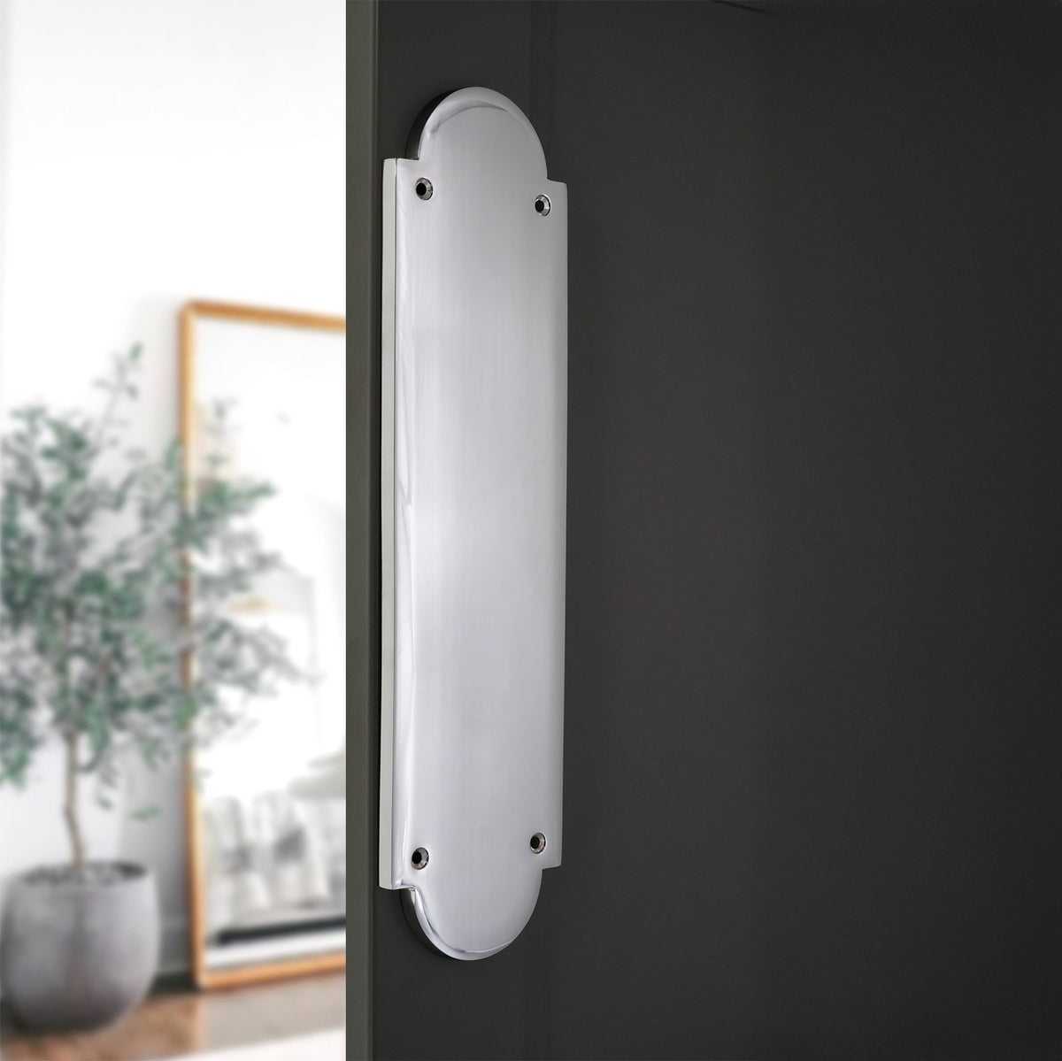 Victorian Half Round Finger Plate 300mm Polished Chrome