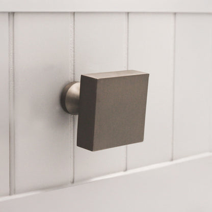 Square Cupboard Knob Gunmetal Grey