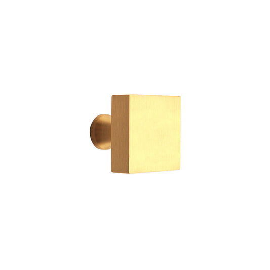Square Cupboard Knob Satin Brass