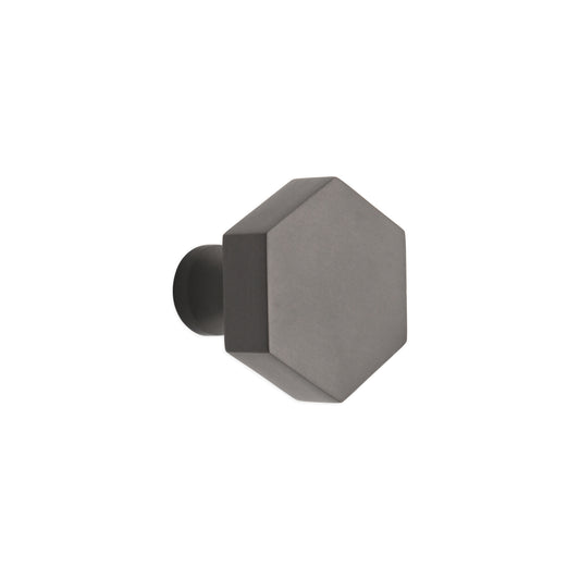 Hexagonal Cupboard Knob Gunmetal Grey