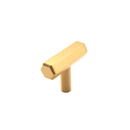Hexagonal T bar Cupboard Pull Satin Brass