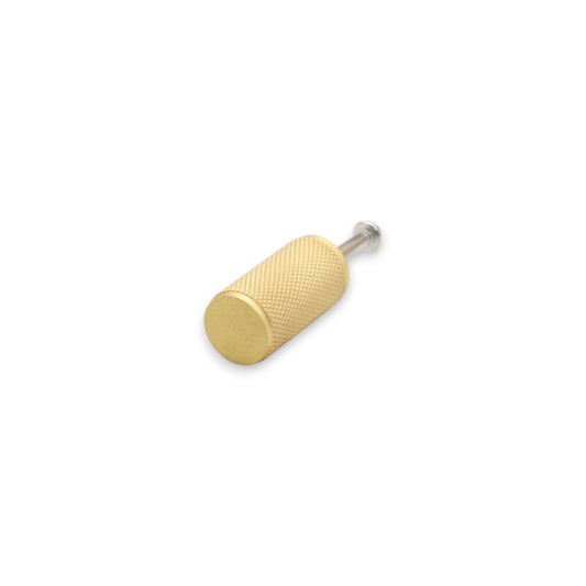 Knurled Cylinder Cupboard Pull Satin Brass
