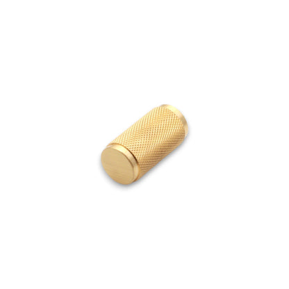 Knurled Cylinder Cupboard Pull Satin Brass