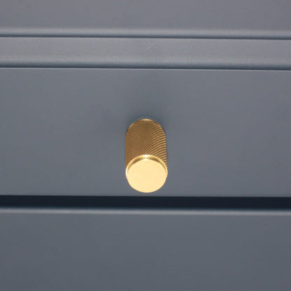 Knurled Cylinder Cupboard Pull Satin Brass